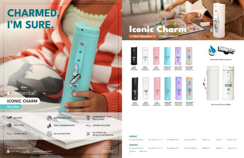 Custom Elemental® Iconic Charm 20oz Stainless Steel Water Bottle - Vacuum Insulated - 1