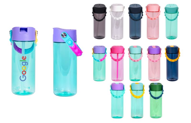 Custom Elemental® Splash Pop Fidget 18oz Tritan Water Bottle - with Drinking Spout and Straw